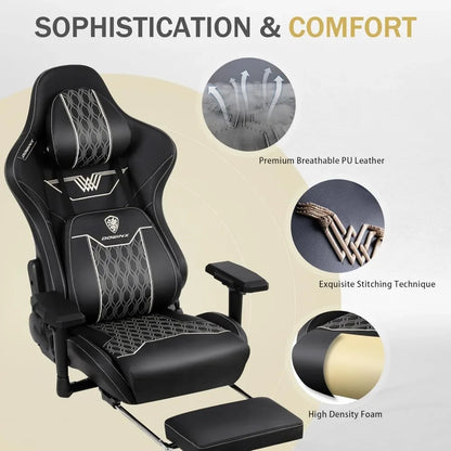 Dowinx Big and Tall Gaming Chair with Footrest and Lumbar support