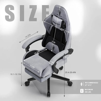 Dowinx Fabric Gaming Chair with Pocket Spring Cushion and Headrest