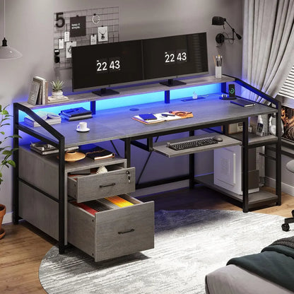 SEDETA 63" Computer Desk with Lockable Drawers