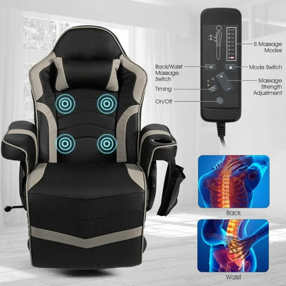 GoPlus Gaming Recliner With Massage, Cupholder and Side Pocket