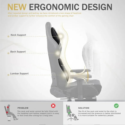Dowinx Big and Tall Gaming Chair with Footrest and Lumbar support