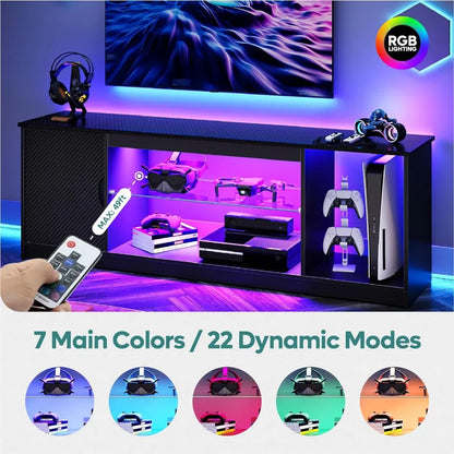 Bestier Gaming Entertainment Center LED TV Stand for 55-65" TV