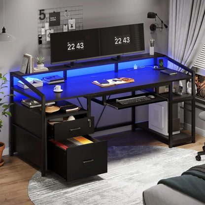 SEDETA 63" Computer Desk with Lockable Drawers