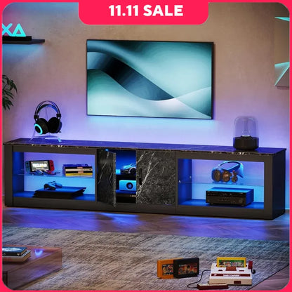 Bestier Gaming Entertainment Center for up to 85 Inch TV with Glass Shelves.