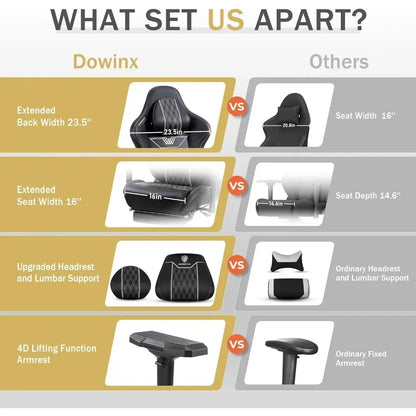 Dowinx Big and Tall Gaming Chair with Footrest and Lumbar support