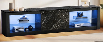 Bestier Gaming Entertainment Center for up to 85 Inch TV with Glass Shelves.