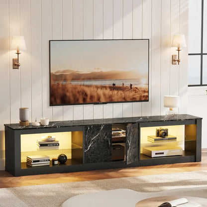 Bestier Gaming Entertainment Center for up to 85 Inch TV with Glass Shelves.