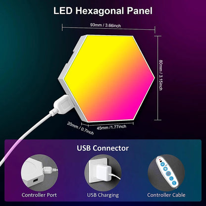 RGB Smart Hexagonal Wall Lamp - Color changing Ambient Night Light. Sound Rhythm