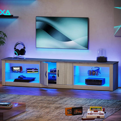 Bestier Gaming Entertainment Center for up to 85 Inch TV with Glass Shelves.