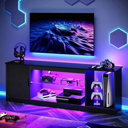 Bestier Gaming Entertainment Center LED TV Stand for 55-65" TV