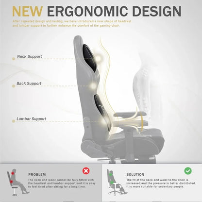 Dowinx Big and Tall Gaming Chair with Footrest and Lumbar support