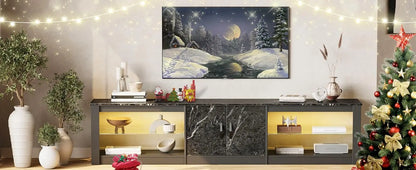 Bestier Gaming Entertainment Center for up to 85 Inch TV with Glass Shelves.