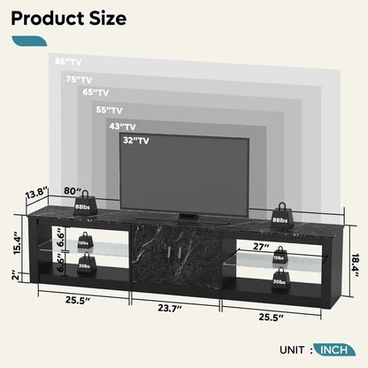 Bestier Gaming Entertainment Center for up to 85 Inch TV with Glass Shelves.
