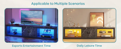Bestier Gaming Entertainment Center for up to 85 Inch TV with Glass Shelves.