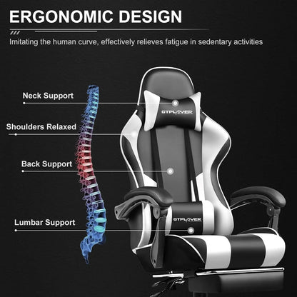 GTPLAYER Ace-Pro Gaming Chair with Footrest and Speakers